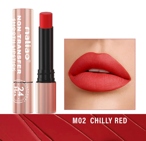 Maliao Non-Transfer Lipstick: Velvety Soft, 24hr Long-Lasting, Waterproof Color